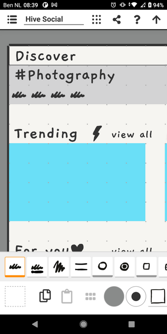 Screenshot of TinyUX app creating wireframe