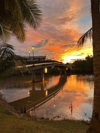 Sunset over a bridge 