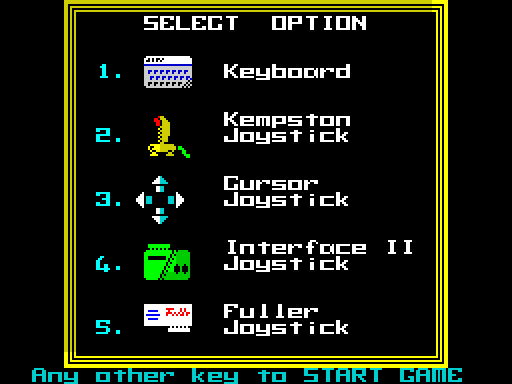 Screenshot of Hijack on the ZX Spectrum with the Millionaire square font
