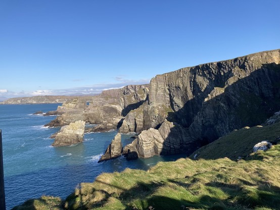 Sea and rocky coastline. 