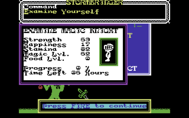 Screenshot of Stormbringer on the ZX Spectrum using The Neverending Story v2 font