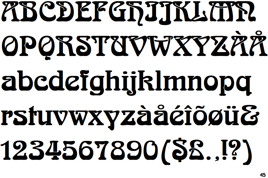 Sample of the Arnold Böcklin typeface by Otto Weisert published in 1904