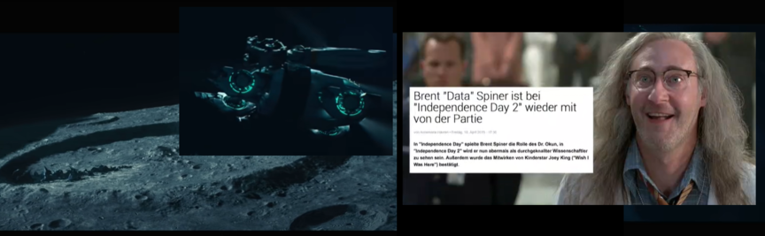 Drei BILDER
A Die Ankunft
B Mobiles Klein-Raumschiff
am MOND (auch Lunar)
C Brent Spiner "Data" lt. LINK
Entdecke LINK 2 Credit