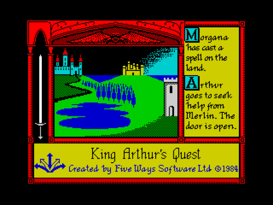 Screenshot of King Arthur's Quest on the ZX Spectrum
