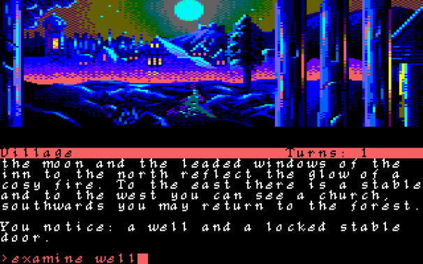 Screenshot of The Curse of Rabenstein on the Amstrad CPC using FiveWays font