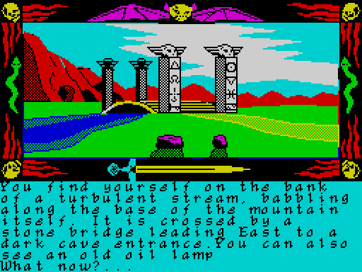Screenshot of Winter Wonderland on the ZX Spectrum using the FiveWays font