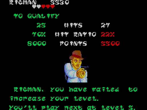 Screenshot of Gangster Town on the SEGA Master System using FiveWays font