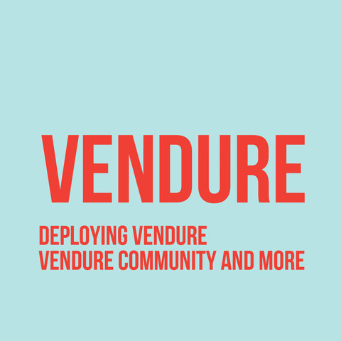 Red text on light blue background:
Vendure
Deploying Vendure
Vendure community and more