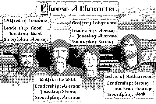 character selection screenshot from "Defender of the Crown"