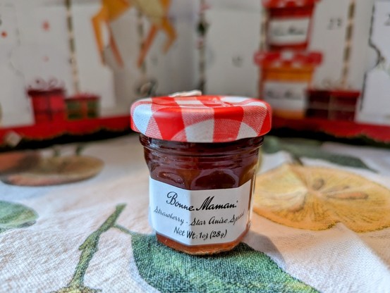 Today's jam's glamour shot in front of the Advent calendar