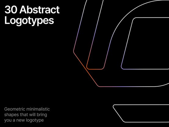 White text on black background:
30 Abstract Logotypes
Geometric minimalistic shapes that will bring you a new logotype.