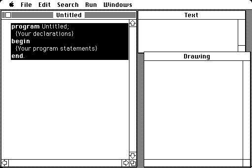 untitled document screenshot from "Macintosh Pascal"