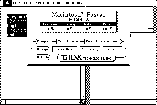 about box screenshot from "Macintosh Pascal"