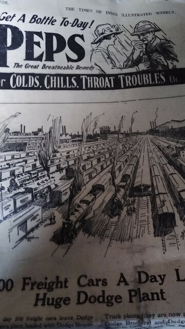 Peps for colds, chills and throat trouble
Advert for health products from The Times of India Illustrated Weekly (August 15th 1926)