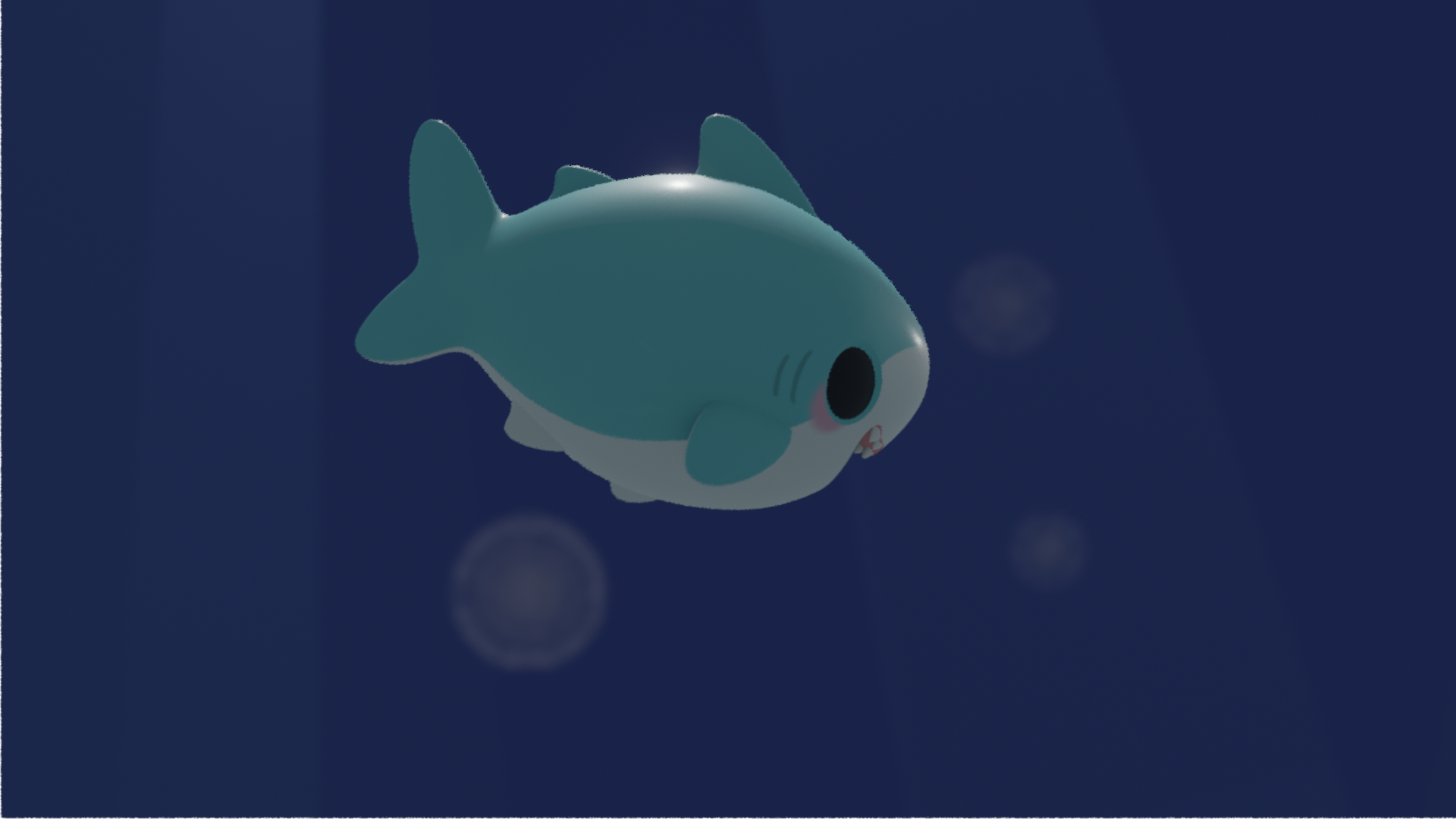 The happy little shark swimming into the depths