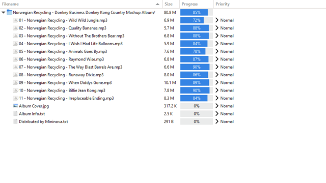 85% of the Donkey Business album torrent downloaded from Mininova match with the RAR file from Mediafire once the ID3v2 album cover was removed.