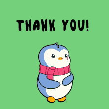 Thank you!

Cartoon penguin on green background