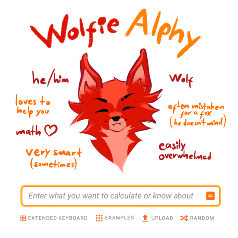 a wolfram alpha fursona drawing (his name is wolfie alphy)