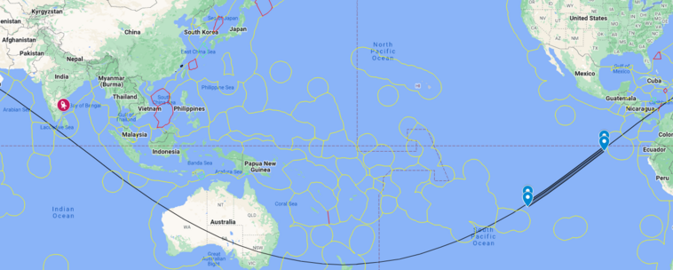 Map showing debris splashdown zone for upcoming SSLV-D2 launch. 