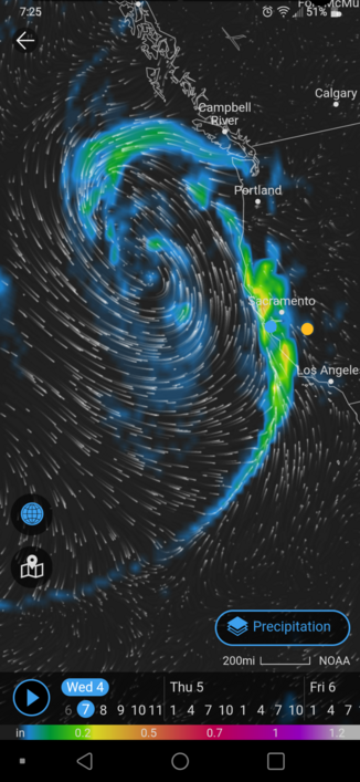 Zoomed out radar view of entire bomb cyclone off the west coast as of 7:28 pm Jan 4th