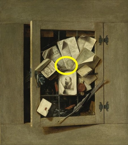 A part of the painting is highlighted: eyeglasses.