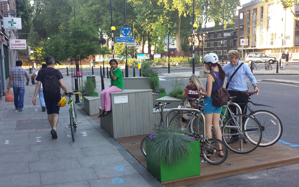 Parklet with bikes 