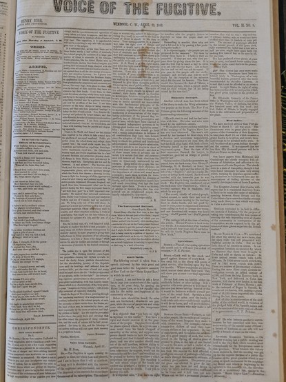 Front page of an issue of Voice of the Fugitive newspaper