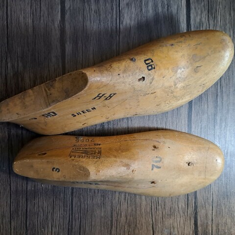Two wooden shoe lasts