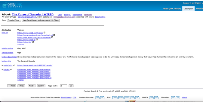 Illustrational a so-called bi-directional link via the "is ... of" properties in the screenshot. 