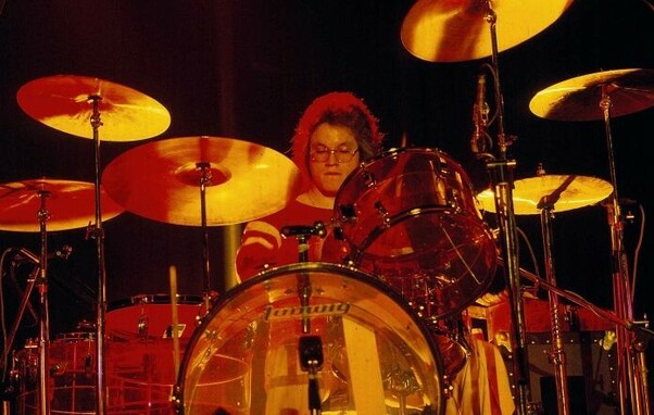 Bachman Turner Overdrive co-founder Robbie Bachman behind a set of drums