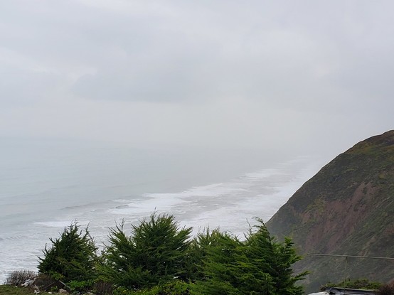 Waves rolling down the coast, with mist support from local cloud dragons.