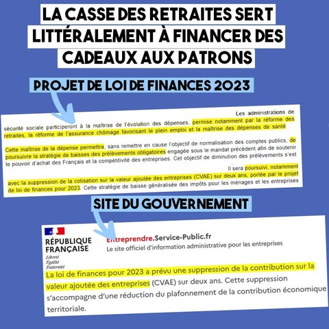 Extraits du PLF 2023 et du site du gouvernement.