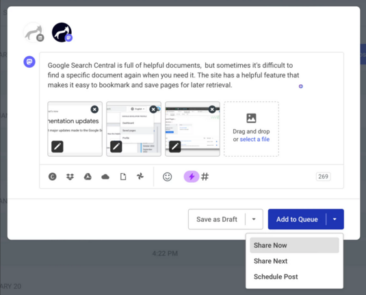 Creating a new post for Mastodon on Buffer