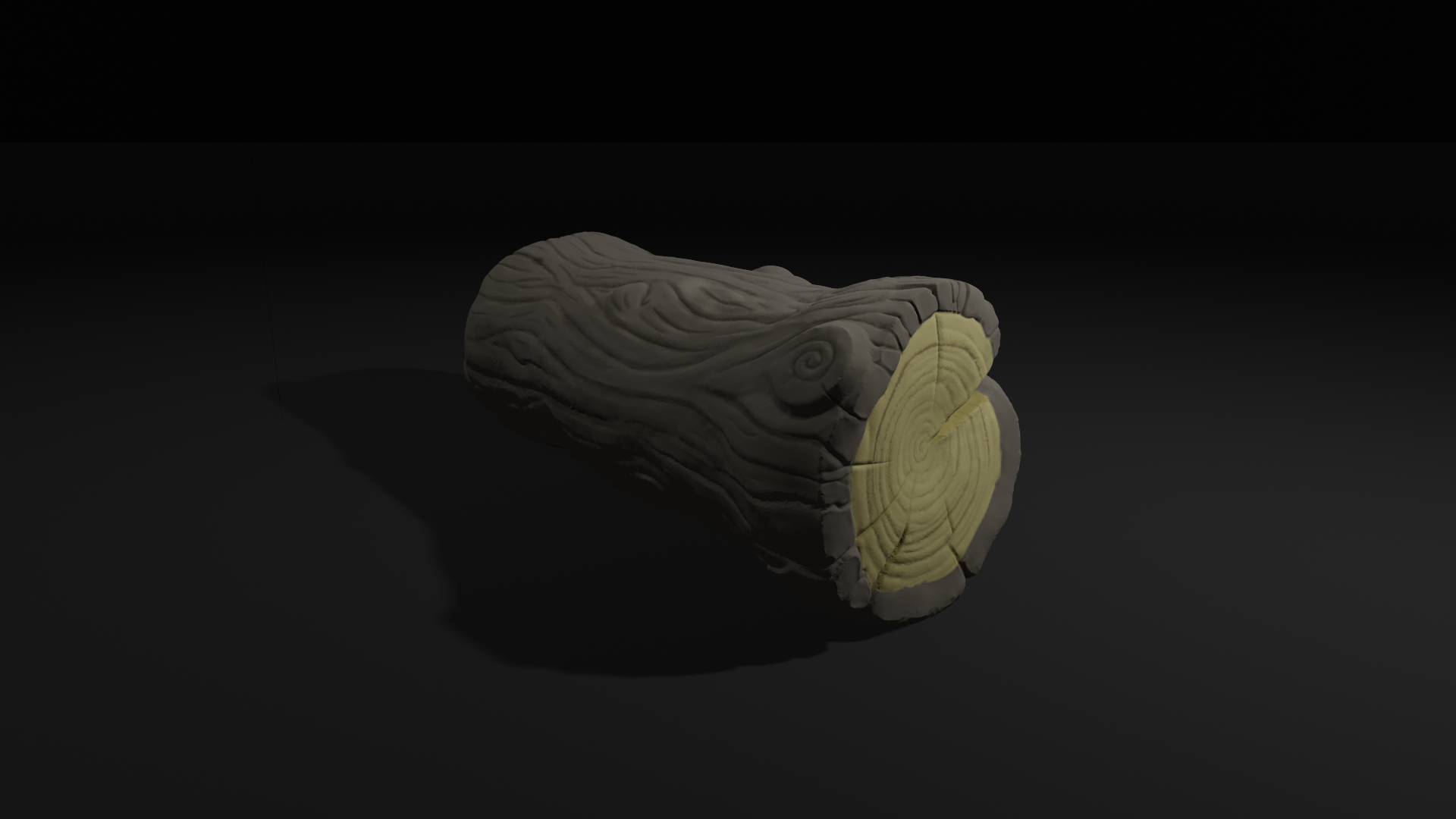 A stylised 3D sculpt of a cracked log