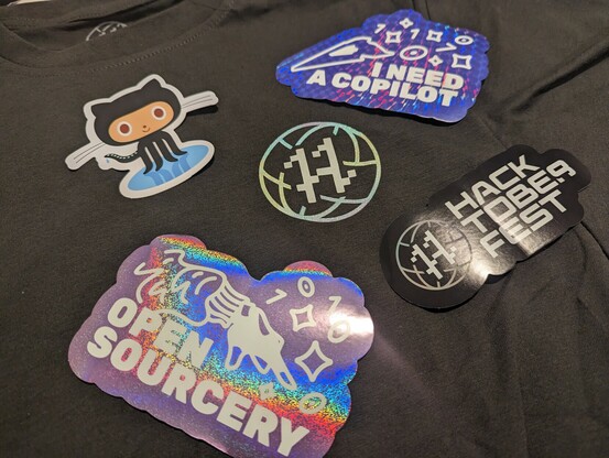 Hacktoberfest 2022 T-shirt with some stickers