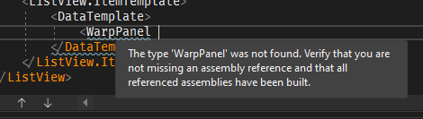 WarpPanel typo in Visual Studio