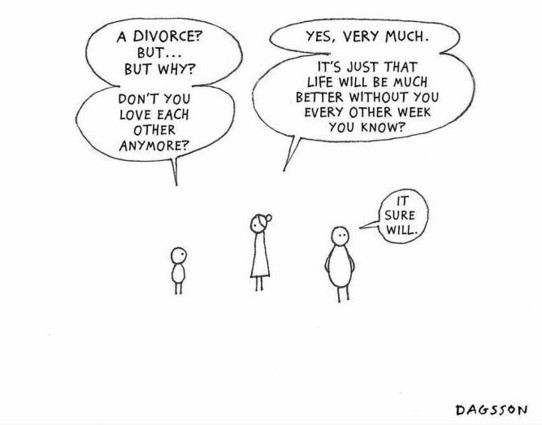 Comic strip about divorce by Dagsson