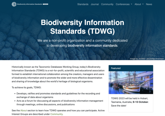 New design of the TDWG homepage