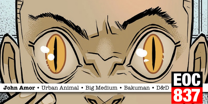 The featured image for 11 O'Clock Comics Episode 837, a closeup of Joe Gomez from the webcomic Urban Animal. At the bottom of the image is a crawl containing topics discussed on the show,.