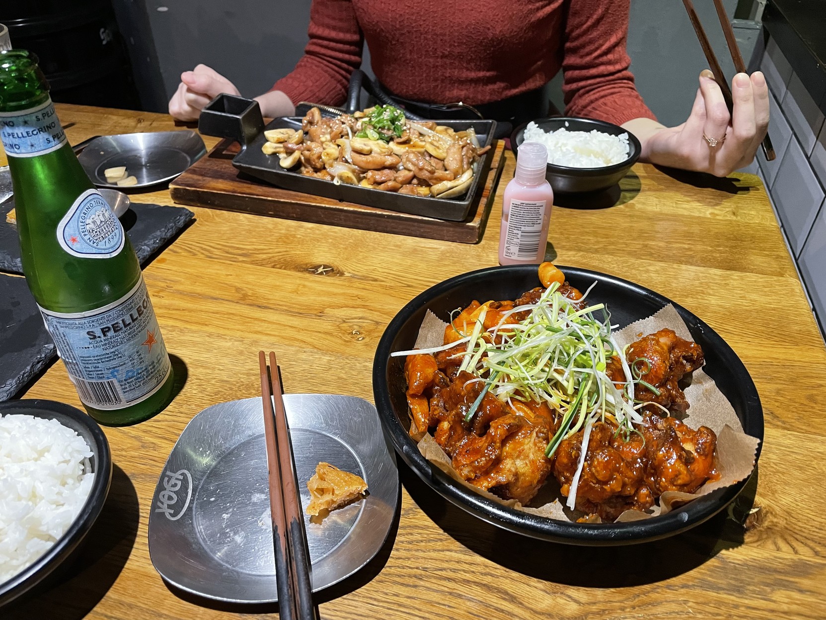 Food in Korean restaurant on top of table