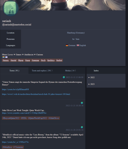 Archive Viewer Screenshot: showing the toots/replies