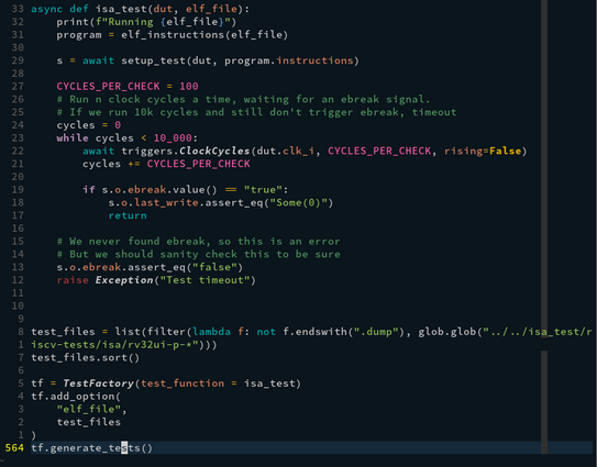 Code I use for running tests on the elf files