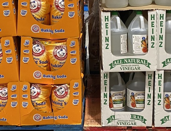 About a ton of baking soda sitting right next to a ton of vinegar at Costco