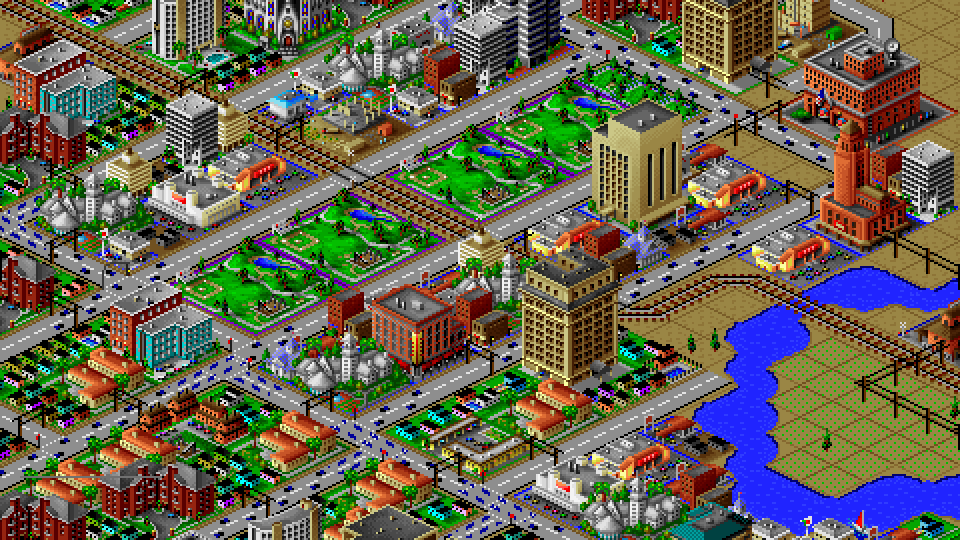 A cityscape from SimCity 2000.
