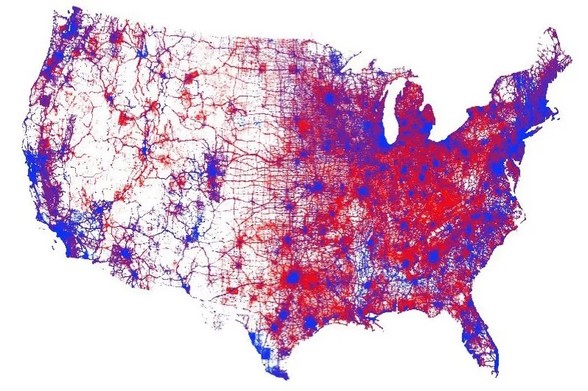 2016 electoral results map color coded by county.