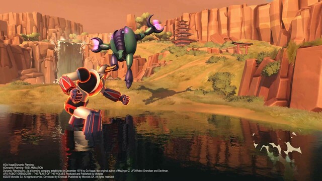 Screenshot from a game called UFO ROBOT GRENDIZER - THE FEAST OF THE WOLVES