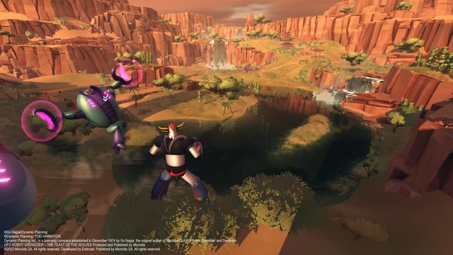 Screenshot from a game called UFO ROBOT GRENDIZER - THE FEAST OF THE WOLVES