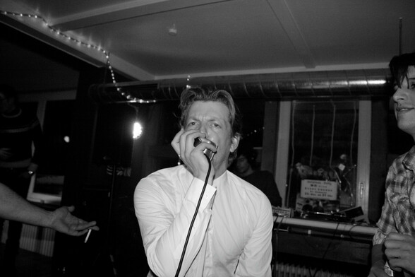 Musician Jack Migger performing with DIY Microphone
