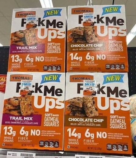 A supermarket display of Fuck Me Ups