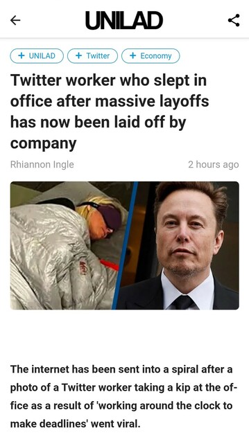 Musk's hardcore fan just being laid off